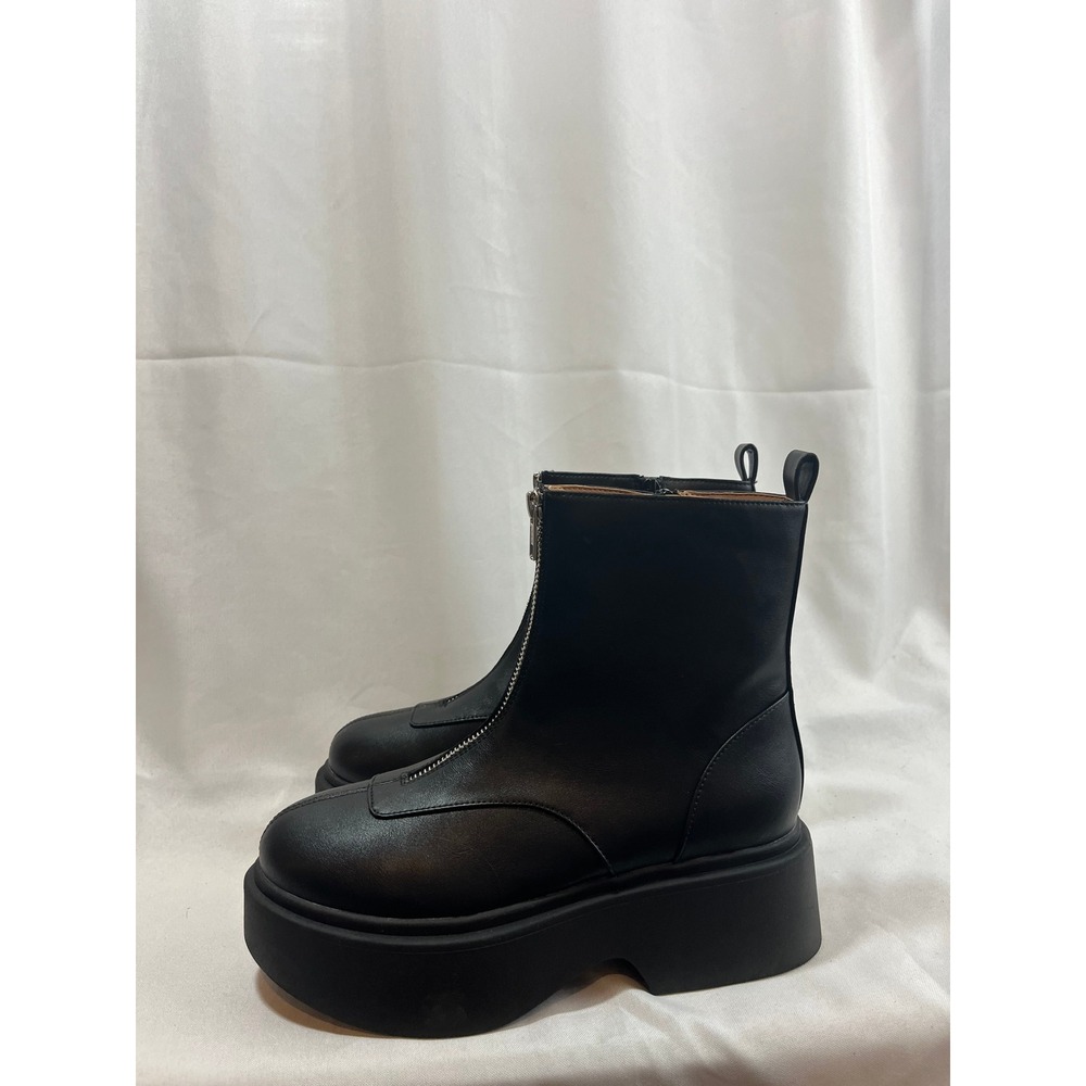 Wild Fable Women Black Platform Front Zip Ankle Boots Chunky Heel Size 6 NEW